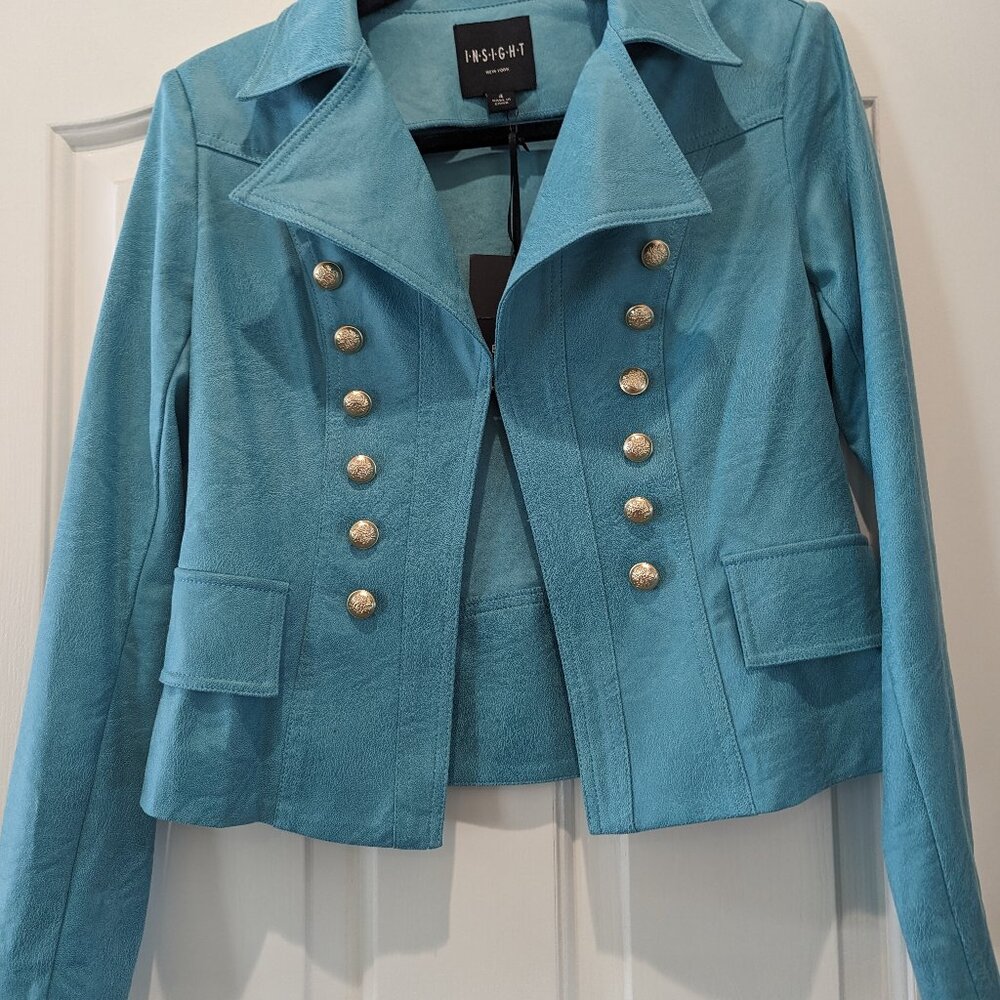 Women's NWT INSIGHT Vegan Leather Teal Color Jacket Size 4